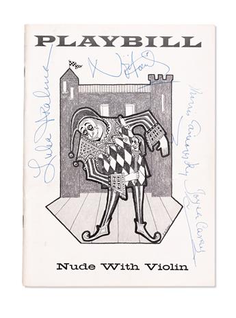 COWARD, NOËL. Three items: Photograph Signed * Two copies of Playbill Signed, each featuring 1957 production of Nude With Violin.